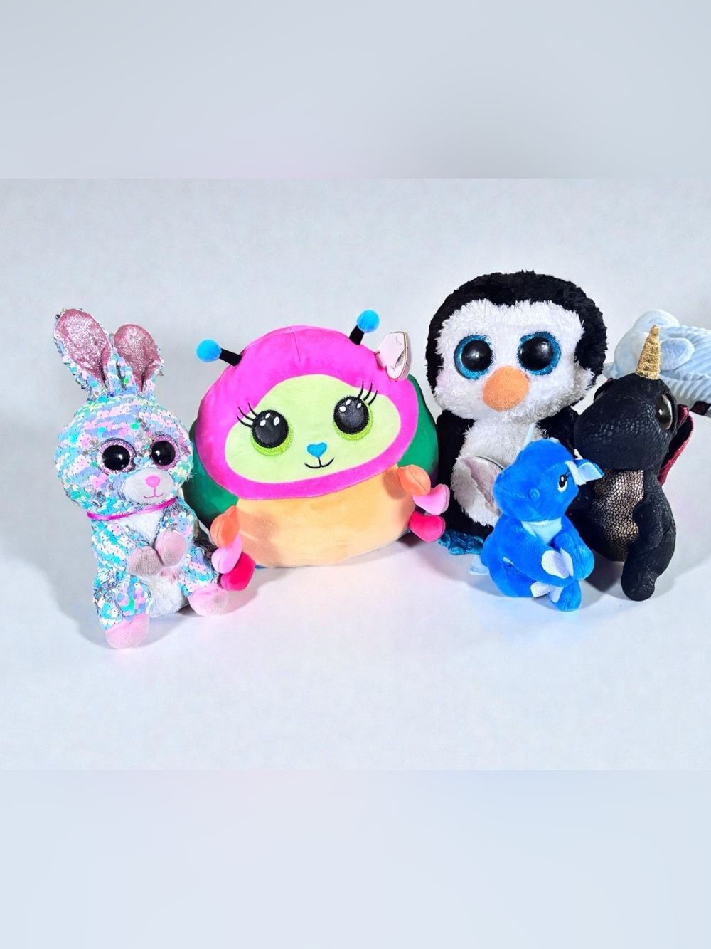 TY Beanie Boos Plush Lot Bunny Ladybug Penguin Dragons Bundle